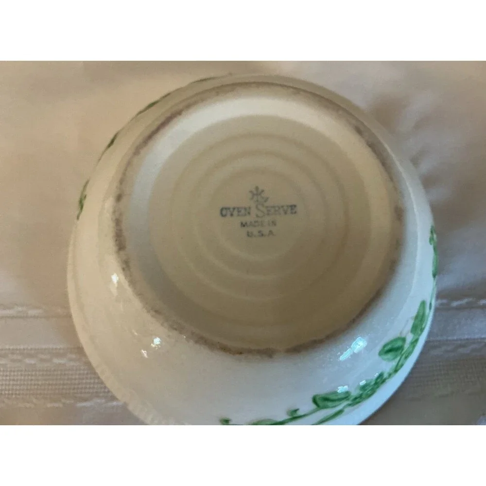 Homer Laughlin 1 quart oven serve covered casserole dish green ivy